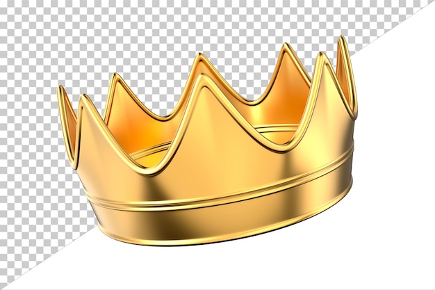 Gouden kroon op witte achtergrond Geïsoleerde 3D-illustratie