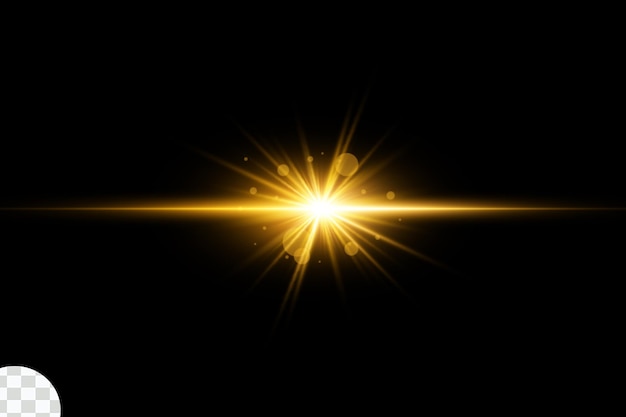 PSD gouden lens flare licht op zwarte achtergrond overlay