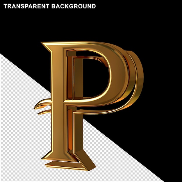 Gouden letters uitzicht vanaf right.3d letter p