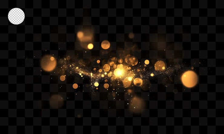 PSD gouden lichten met fonkelingen op een transparante achtergrond, eps 10 vectorbestand.