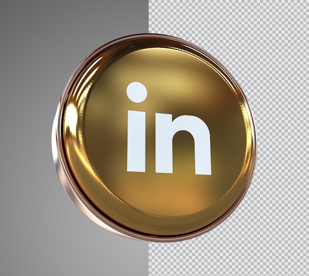 Gouden linkedin-pictogram 3D-rendering