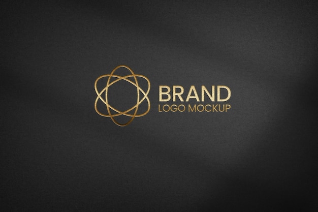 Gouden logo op zwart geweven papier Mockup