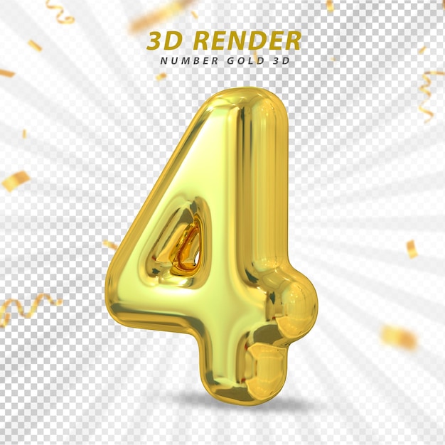 Gouden luxe ballonnen 3d nummer 4