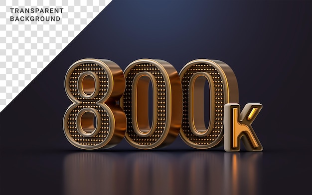 PSD gouden luxe bedankt voor 800k volgers online sociale banner gelukkige viering 3d render