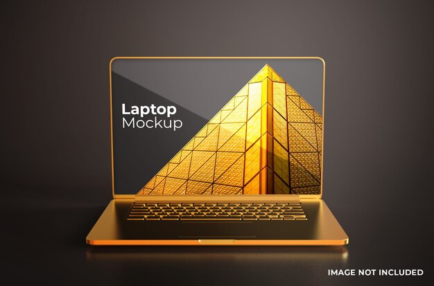 Gouden macbook pro mockup vooraanzicht