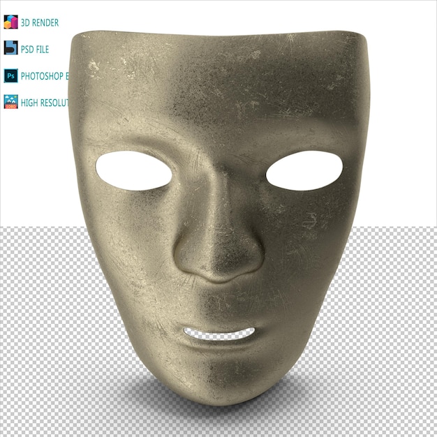 Gouden masker 3d rendering psd