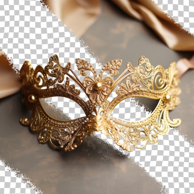 Gouden masker voor halloweenfeest schitterend op transparante achtergrond