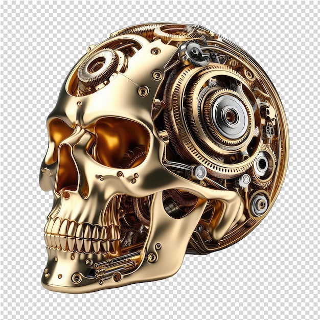 PSD gouden menselijke schedel geïsoleerd png met doorzichtige achtergrond