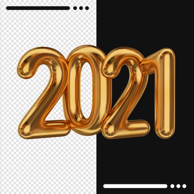 Gouden nieuwjaar 2021 in 3D-rendering