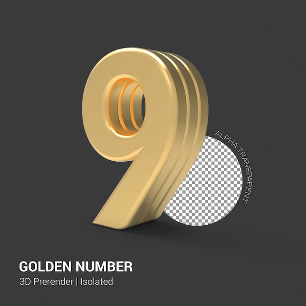 Gouden nummer 3D render geïsoleerd