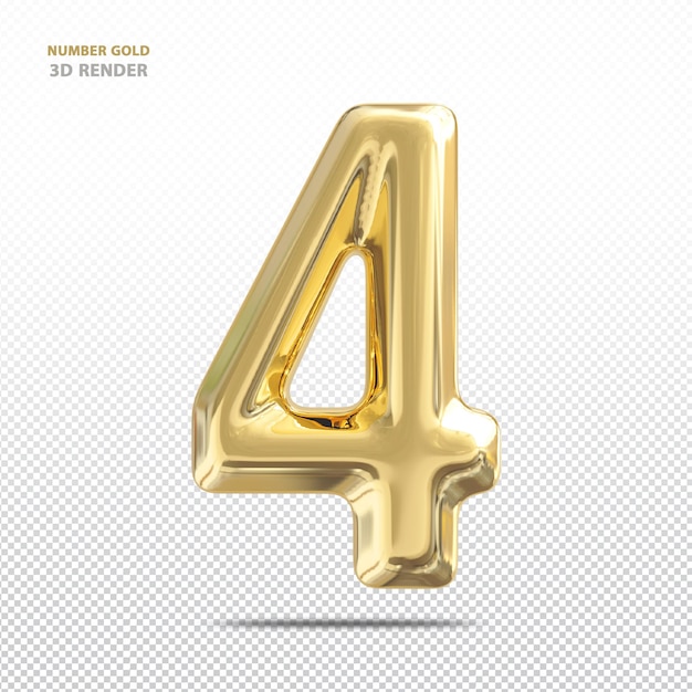 PSD gouden nummer 4 3d render luxe