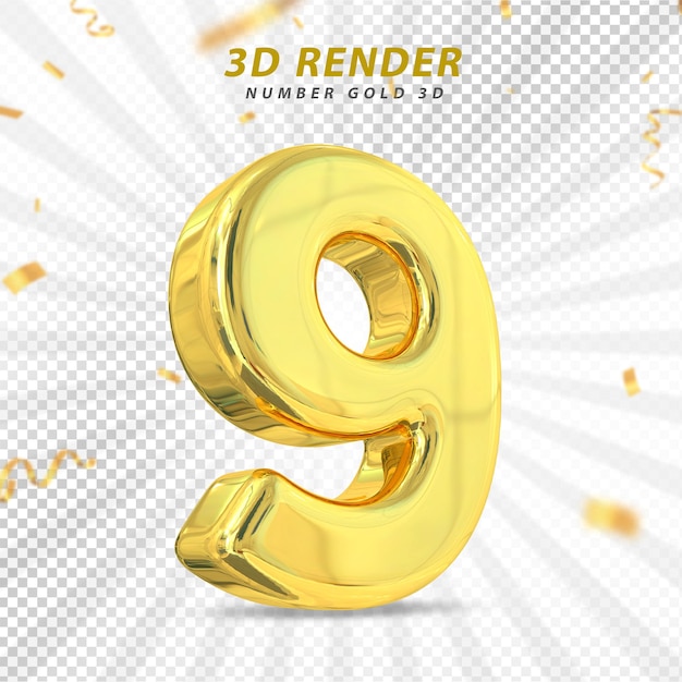 Gouden nummer 9 luxe 3d