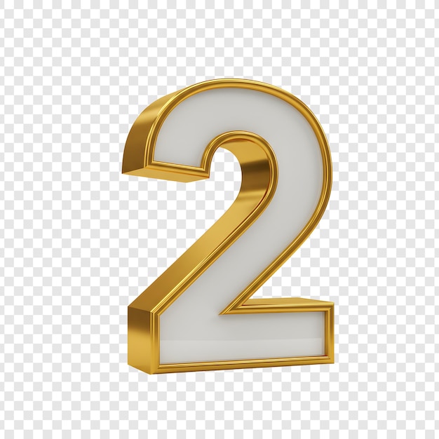 Gouden nummer twee 3D-rendering