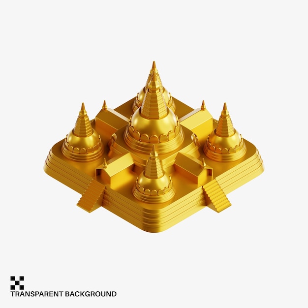 Gouden pagode-tempel met meerdere torens in Thailand