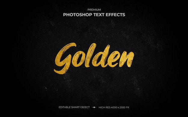 PSD gouden penseel teksteffect mockup