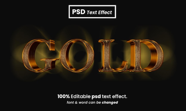 Gouden reflectie 3d bewerkbaar premium gouden teksteffect