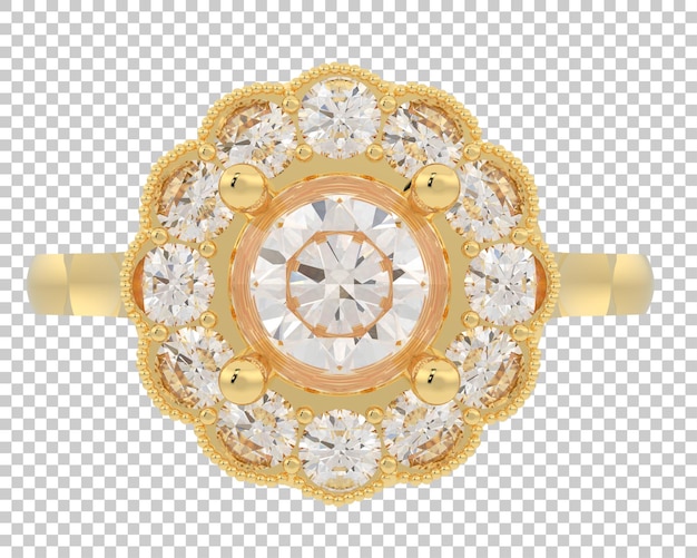 Gouden ring op transparante achtergrond 3d-rendering illustratie