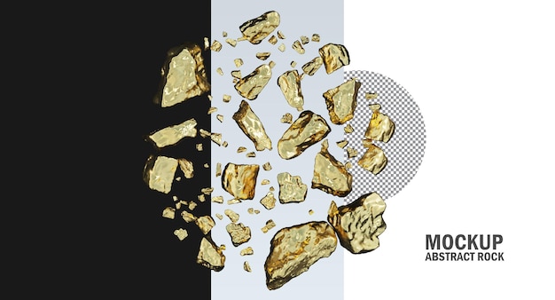 Gouden rotsen en zilveren rotsen geïsoleerd, metalen goud en zilver uitknippad, ruw goud en zilver