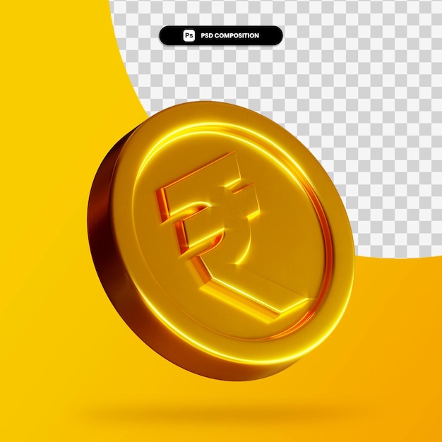 Gouden rupee munt 3d-rendering geïsoleerd