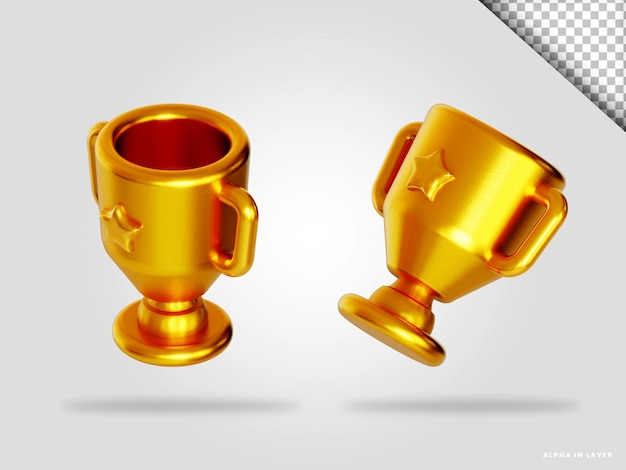 PSD gouden trofee 3d render illustratie geïsoleerd