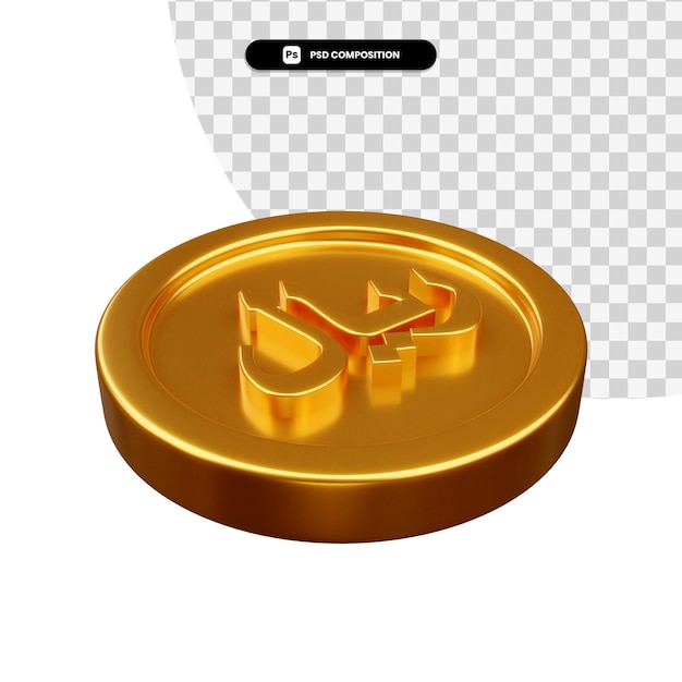 Gouden uitwisseling munt 3d-rendering geïsoleerd