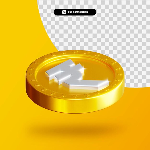 Gouden uitwisseling munt 3D-rendering geïsoleerd