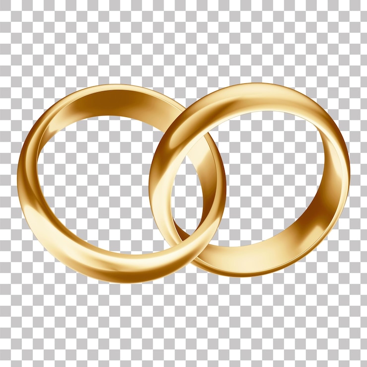 PSD gouden verlovingsring 3d met doorzichtige achtergrond