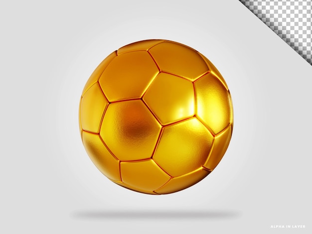 Gouden voetbal voetbal bal 3d render illustratie geïsoleerd