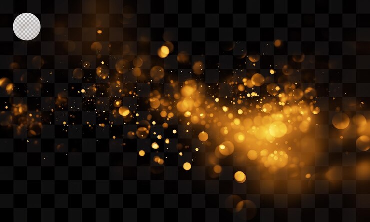 PSD goudstof op bokeh lichteffect met een transparante achtergrond