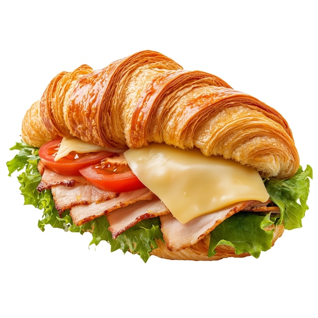 Gourmet Croissant Sandwich met kalkoen kaas en verse groenten