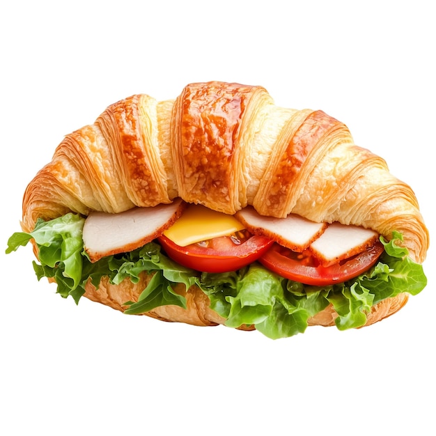 Gourmet Croissant Sandwich met kalkoen kaas en verse groenten