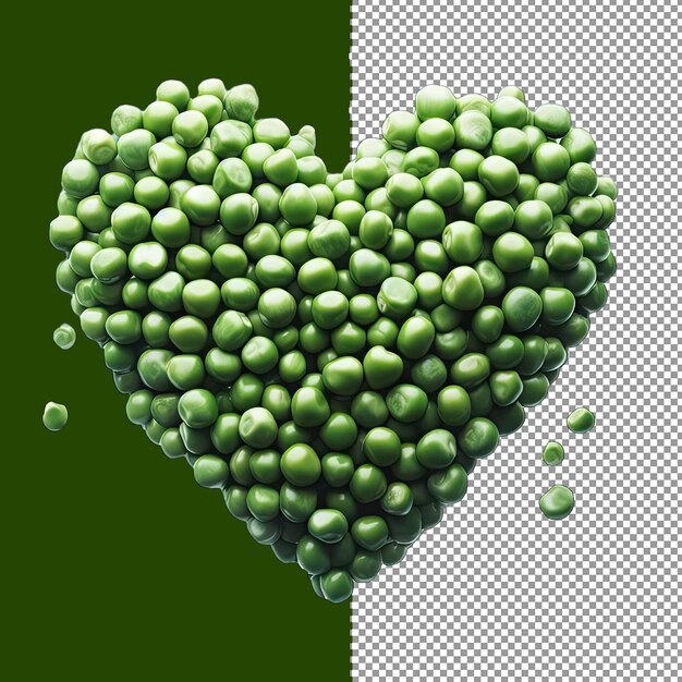 PSD gourmet heart pattern with sweet green peas png