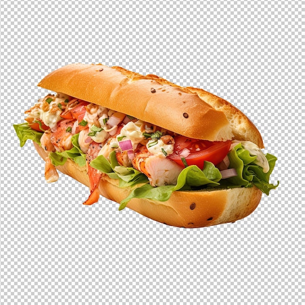 Gourmet Lobster Roll Isolated on White Background