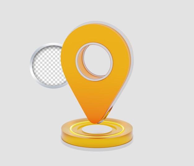 Gps locator 3d icons isolated from orange background