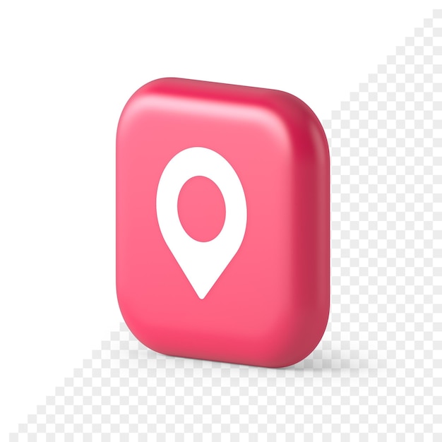 Gps map pin location service button application direction distance pointer 3d realistic isometric icon