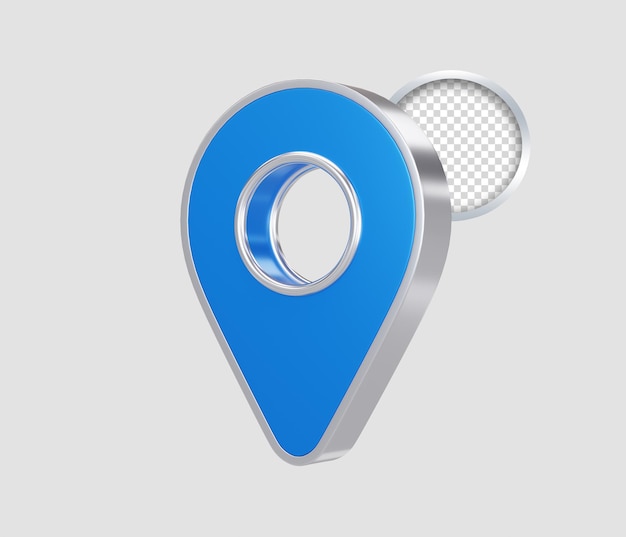 Gps navigator with blue and silver pin with a silver ring on it