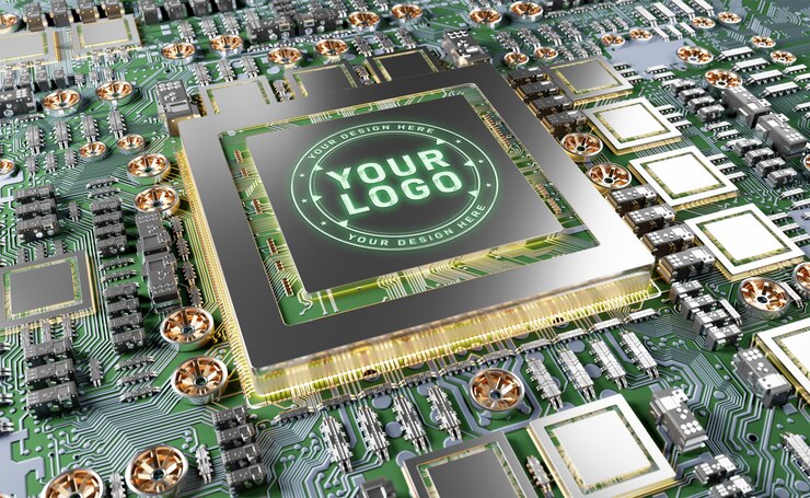PSD gpu logo mockup
