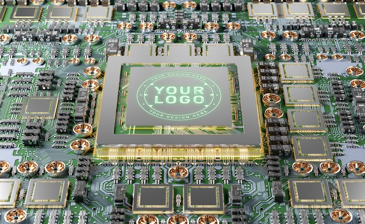 PSD gpu logo mockup