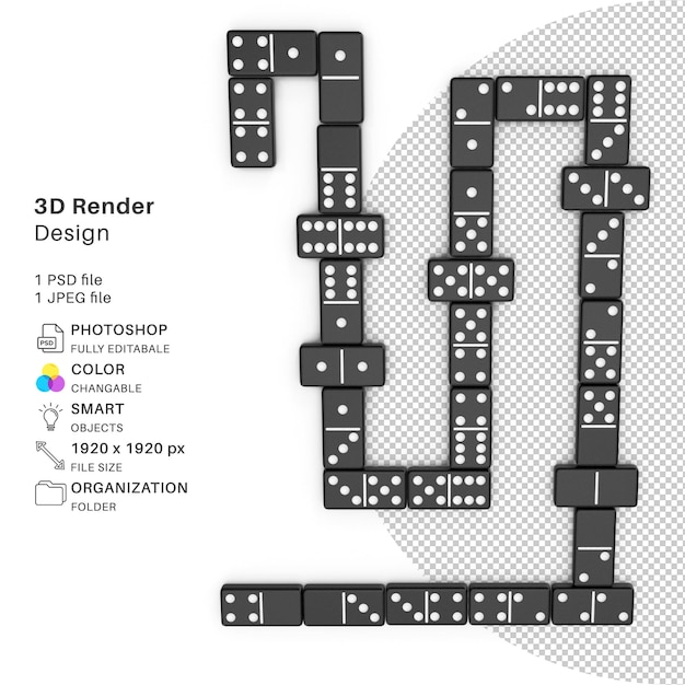 PSD gra domino black knuckles modelowanie 3d plik psd realistyczna gra domino