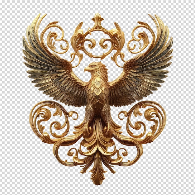 PSD graceful 3d ornate bird on transparent background