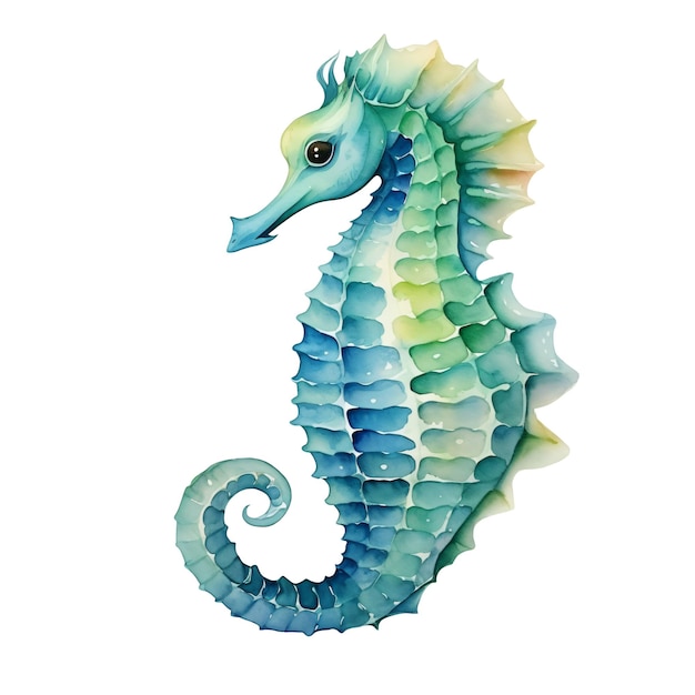 Graceful Aquatic Seahorse Watercolor