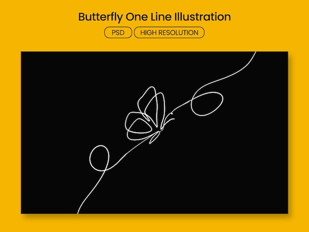 PSD graceful butterfly in one continuous line minimalist and elegant design