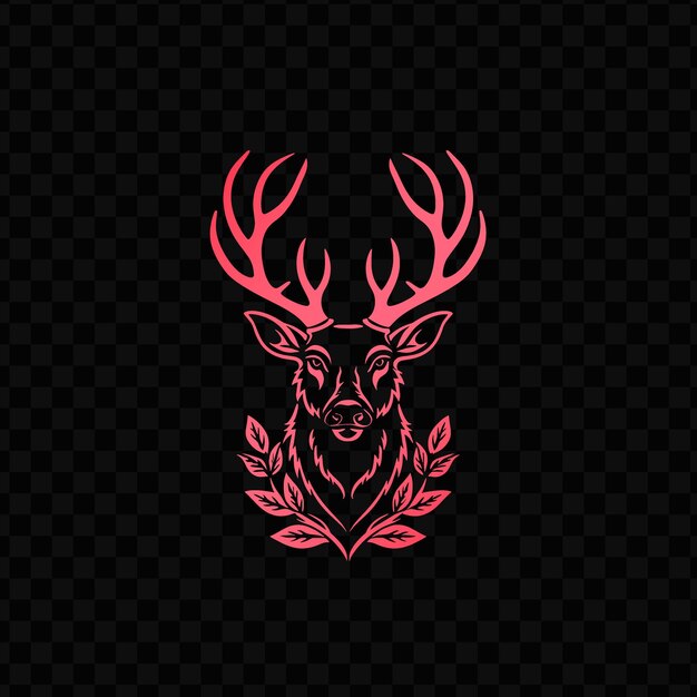 PSD graceful deer animal mascot logo with forest foliage and ant psd vector tshirt tattoo ink art