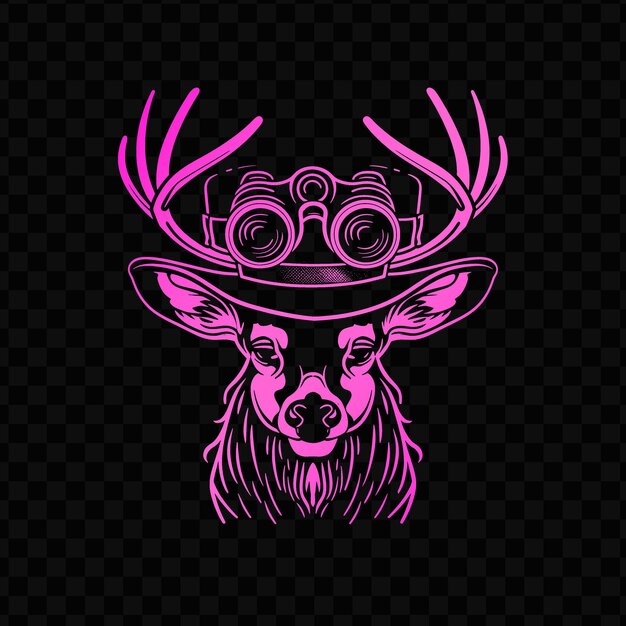 우아한 사 동물 마스코트 로고와 포레스트 레인저 모자 및 Psd 터 티셔츠 문신 잉크 아트