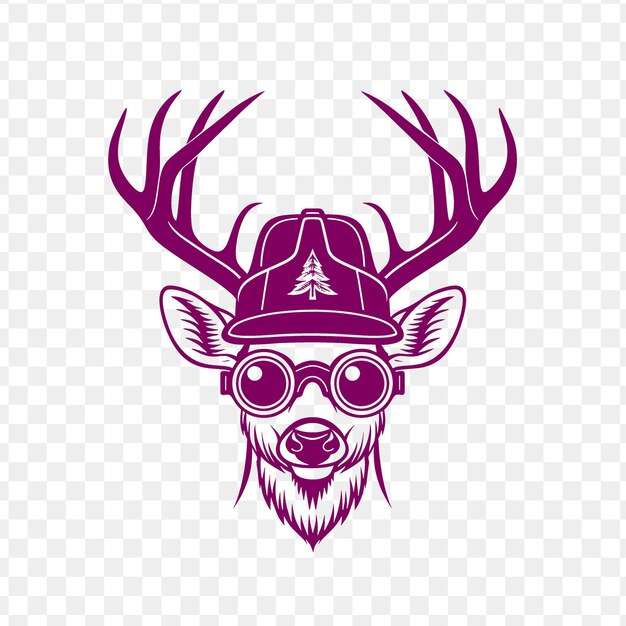 PSD graceful deer animal mascot logo with forest ranger hat and psd vector tshirt tattoo ink art