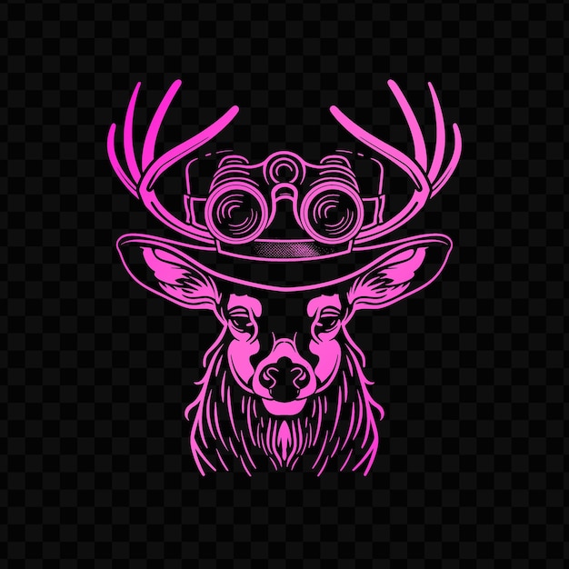 Graceful deer animal mascot logo with forest ranger hat and psd vector tshirt tattoo ink art