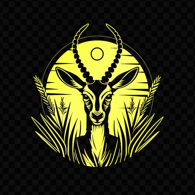 PSD graceful gazelle animal mascot logo with african savannah gr psd vector tshirt tattoo ink art