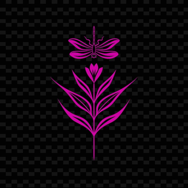 PSD graceful iris monogram logo with decorativ creative vector design of nature collection