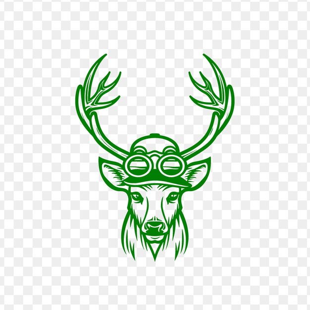 Gracieus deer animal mascot logo met forest ranger hoed en psd vector t-shirt tattoo ink art