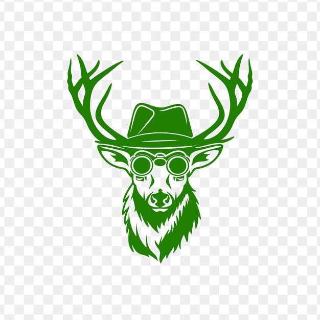 Gracieus deer animal mascot logo met forest ranger hoed en psd vector t-shirt tattoo ink art